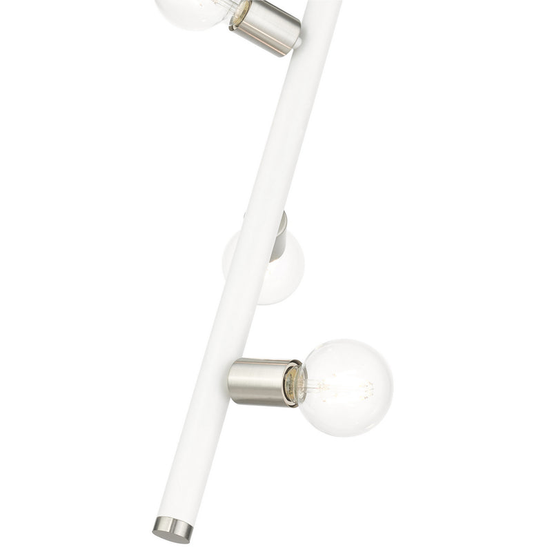Livex Lighting 45863-03 Three Light Pendant, White w/ Brushed Nickels