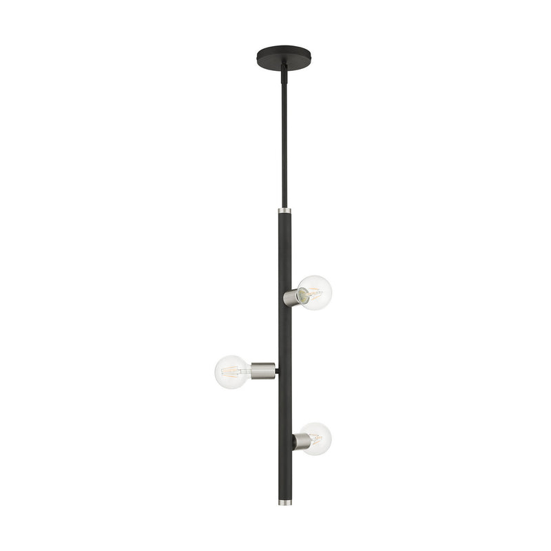 Livex Lighting 45863-04 Three Light Pendant, Black w/ Brushed Nickels