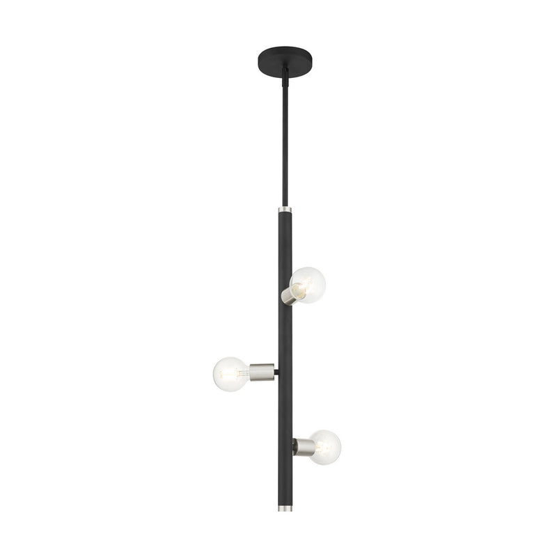 Livex Lighting 45863-04 Three Light Pendant, Black w/ Brushed Nickels