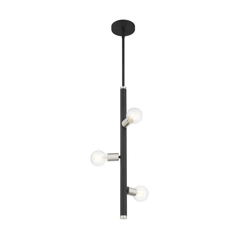 Livex Lighting 45863-04 Three Light Pendant, Black w/ Brushed Nickels