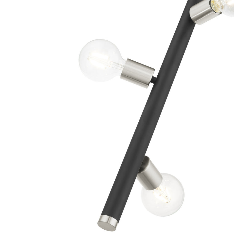 Livex Lighting 45863-04 Three Light Pendant, Black w/ Brushed Nickels