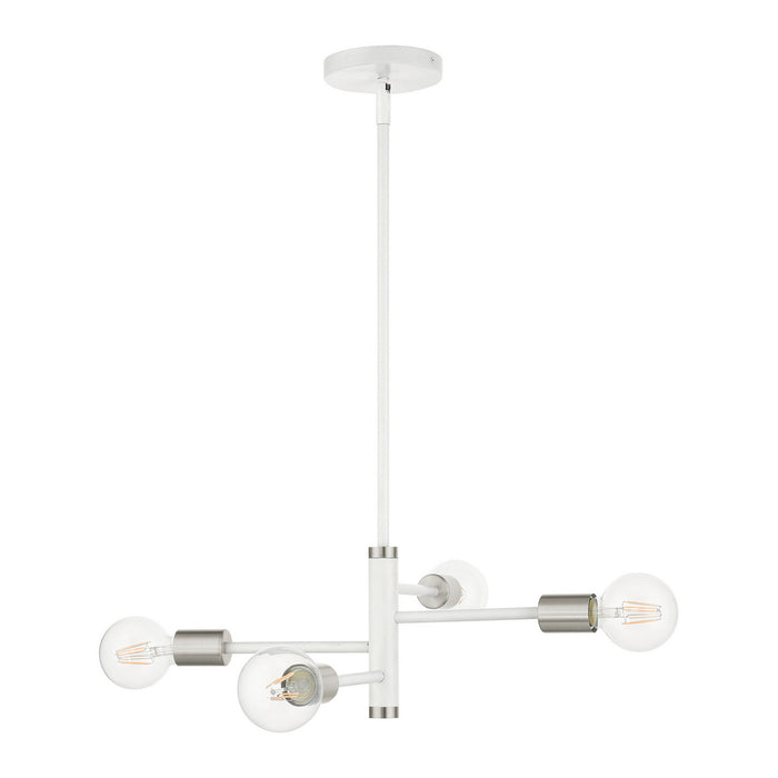 Livex Lighting 45864-03 Four Light Chandelier, White w/ Brushed Nickels