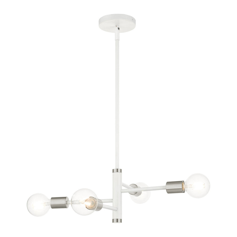 Livex Lighting 45864-03 Four Light Chandelier, White w/ Brushed Nickels
