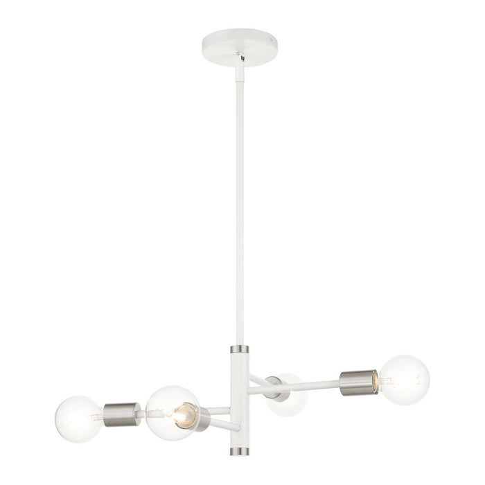 Livex Lighting 45864-03 Four Light Chandelier, White w/ Brushed Nickels