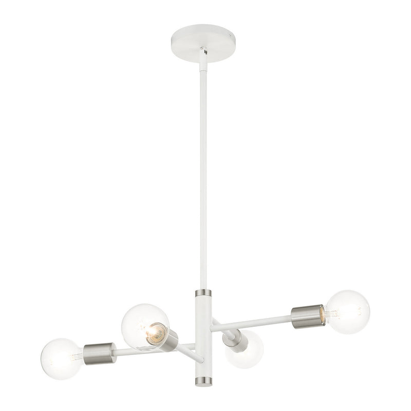 Livex Lighting 45864-03 Four Light Chandelier, White w/ Brushed Nickels