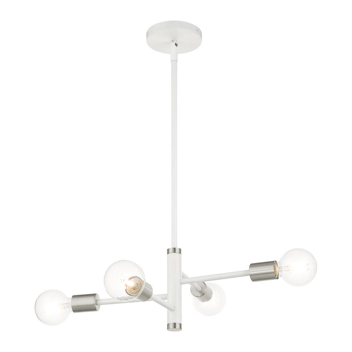 Livex Lighting 45864-03 Four Light Chandelier, White w/ Brushed Nickels
