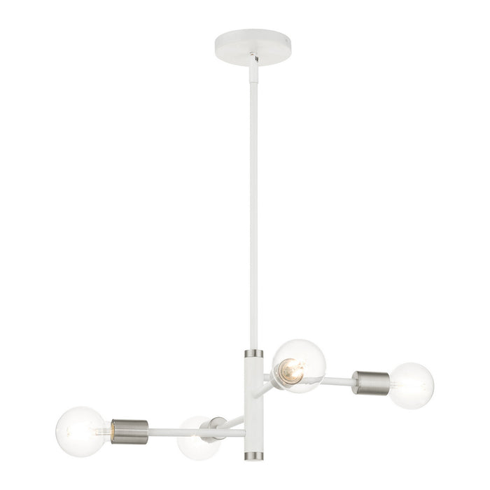 Livex Lighting 45864-03 Four Light Chandelier, White w/ Brushed Nickels