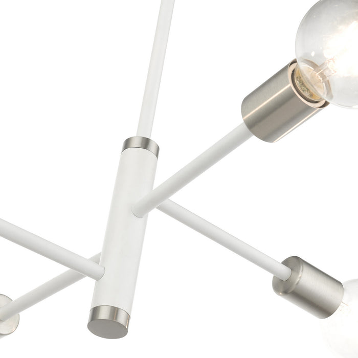 Livex Lighting 45864-03 Four Light Chandelier, White w/ Brushed Nickels