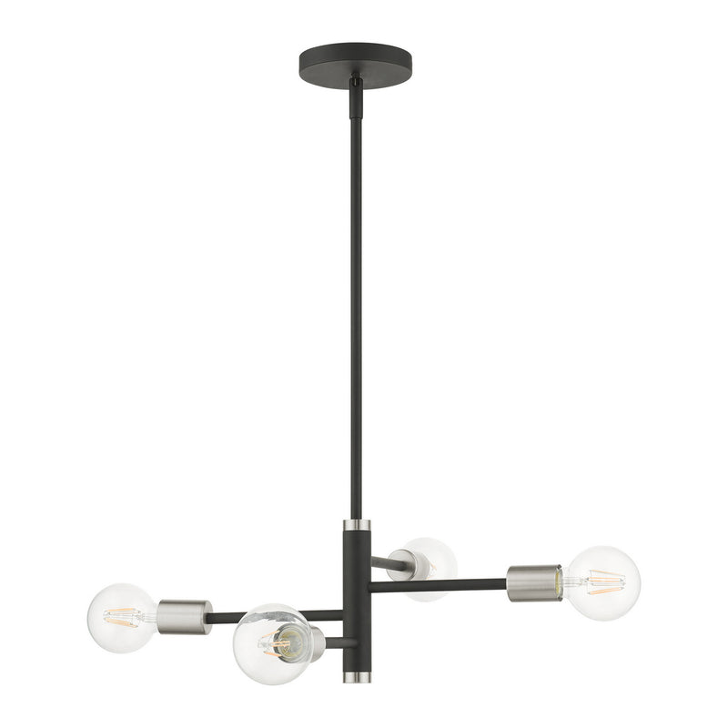Livex Lighting 45864-04 Four Light Chandelier, Black w/ Brushed Nickels