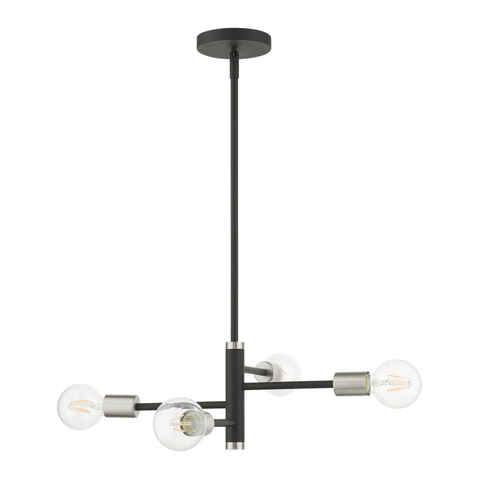 Livex Lighting 45864-04 Four Light Chandelier, Black w/ Brushed Nickels