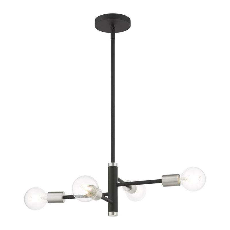 Livex Lighting 45864-04 Four Light Chandelier, Black w/ Brushed Nickels