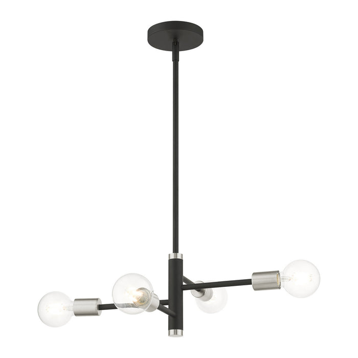 Livex Lighting 45864-04 Four Light Chandelier, Black w/ Brushed Nickels