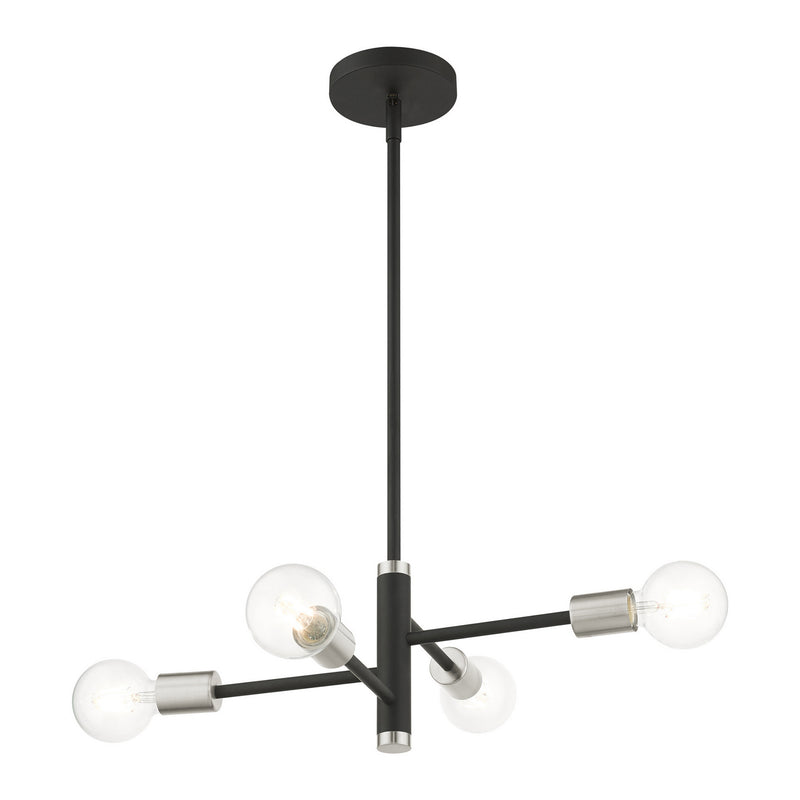 Livex Lighting 45864-04 Four Light Chandelier, Black w/ Brushed Nickels