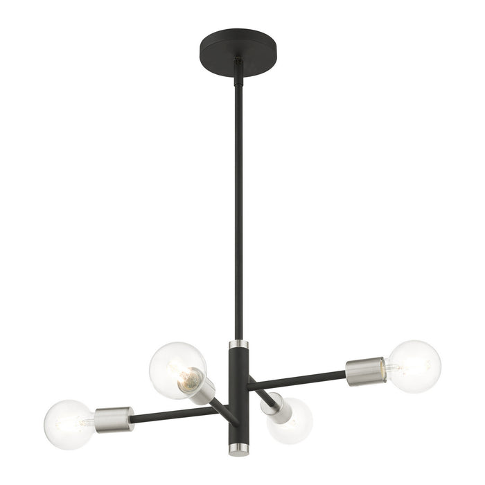 Livex Lighting 45864-04 Four Light Chandelier, Black w/ Brushed Nickels
