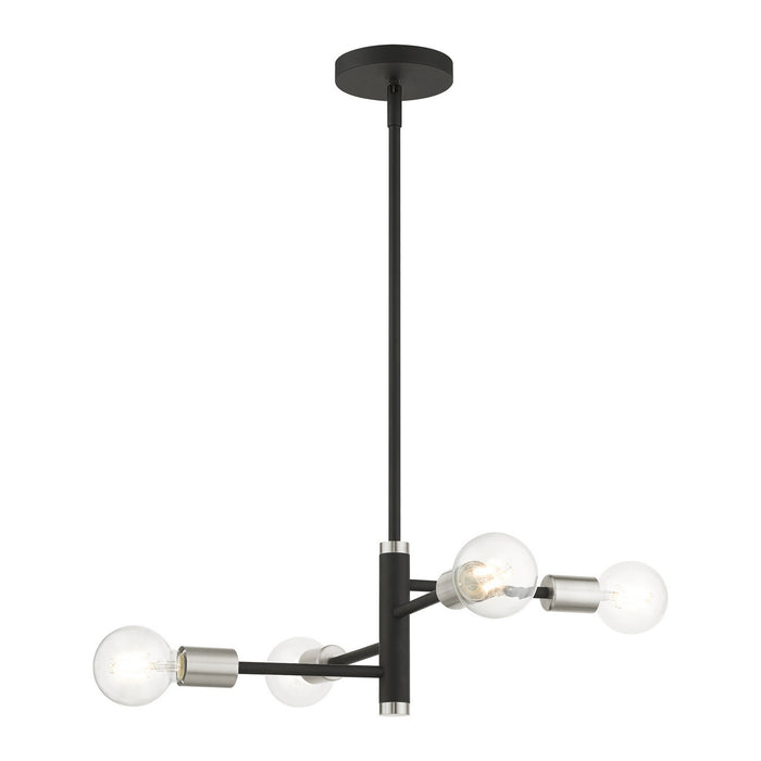 Livex Lighting 45864-04 Four Light Chandelier, Black w/ Brushed Nickels