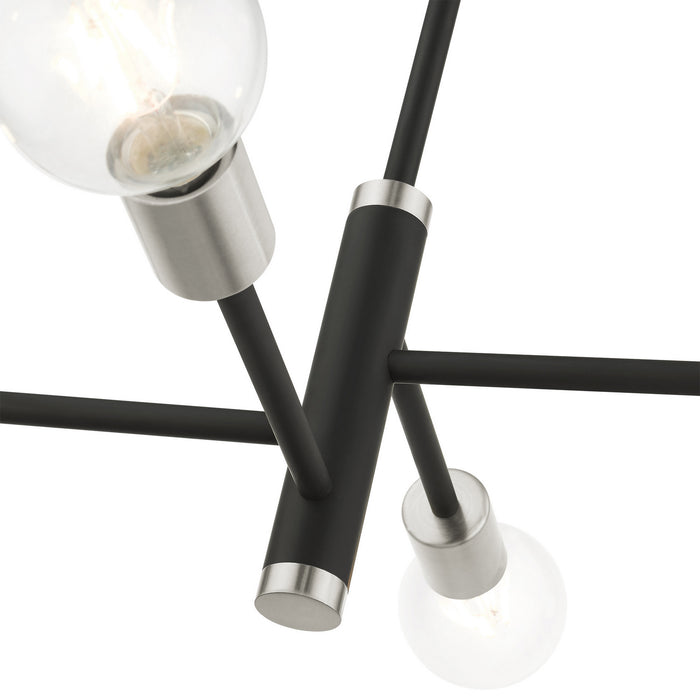 Livex Lighting 45864-04 Four Light Chandelier, Black w/ Brushed Nickels