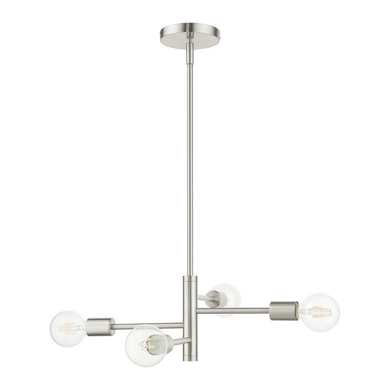 Livex Lighting 45864-91 Four Light Chandelier, Brushed Nickel