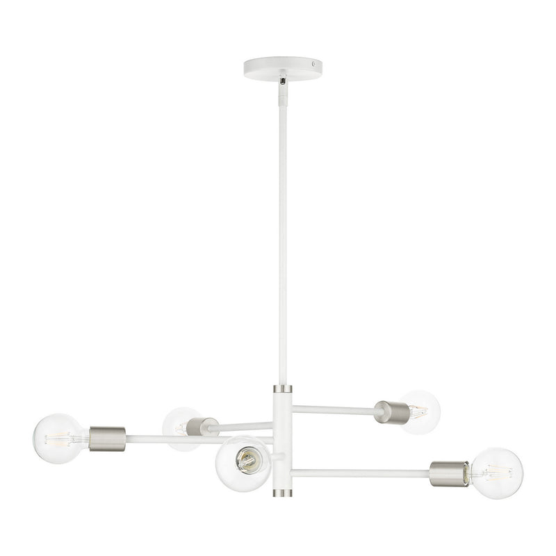 Livex Lighting 45865-03 Five Light Chandelier, White w/ Brushed Nickels