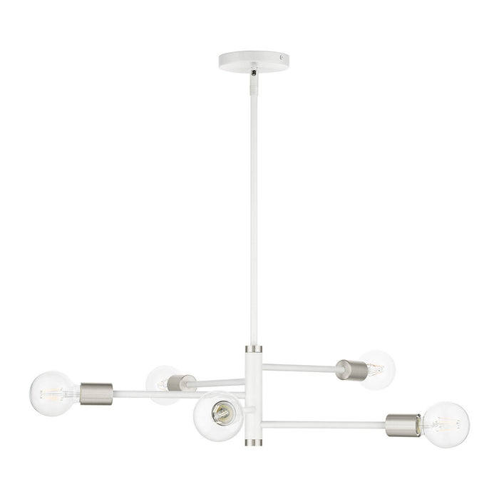 Livex Lighting 45865-03 Five Light Chandelier, White w/ Brushed Nickels