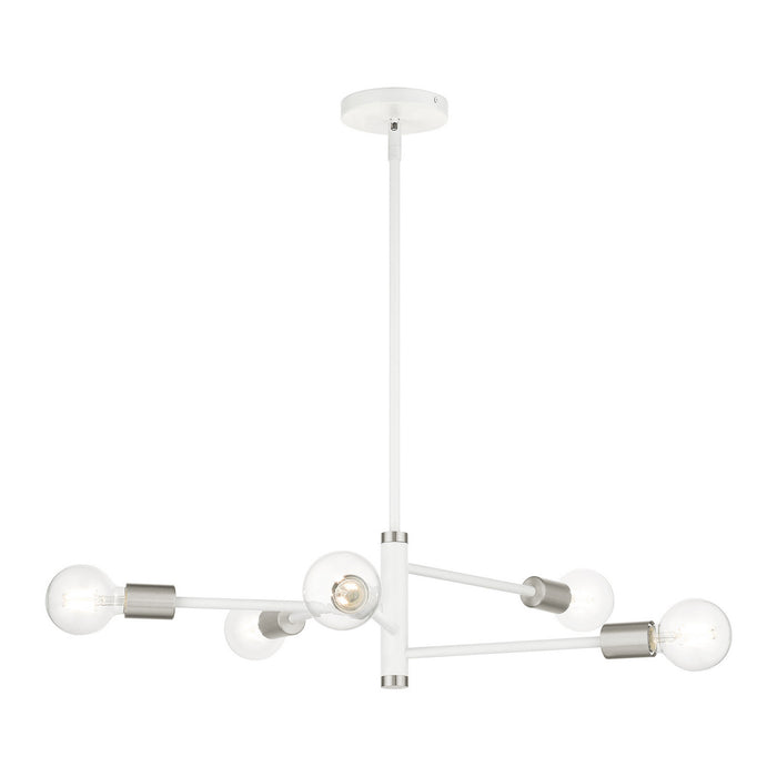 Livex Lighting 45865-03 Five Light Chandelier, White w/ Brushed Nickels