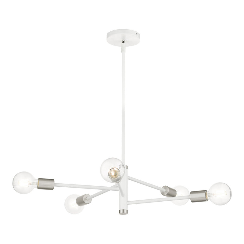 Livex Lighting 45865-03 Five Light Chandelier, White w/ Brushed Nickels