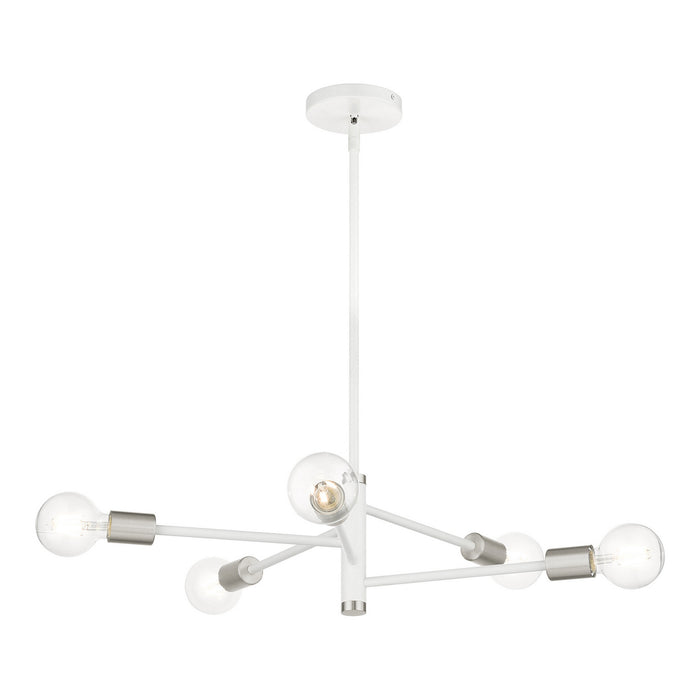 Livex Lighting 45865-03 Five Light Chandelier, White w/ Brushed Nickels