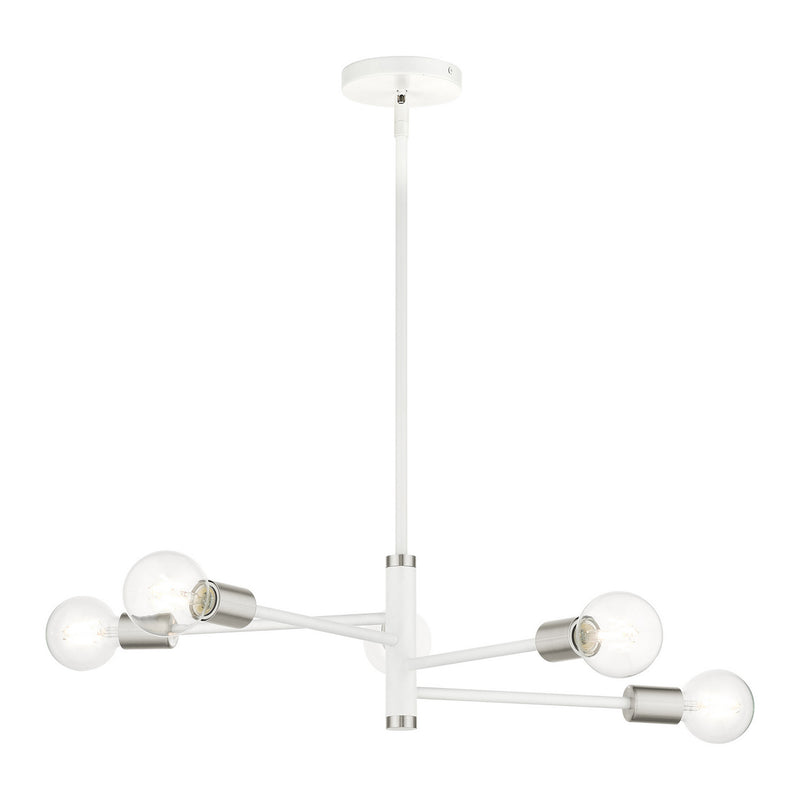 Livex Lighting 45865-03 Five Light Chandelier, White w/ Brushed Nickels