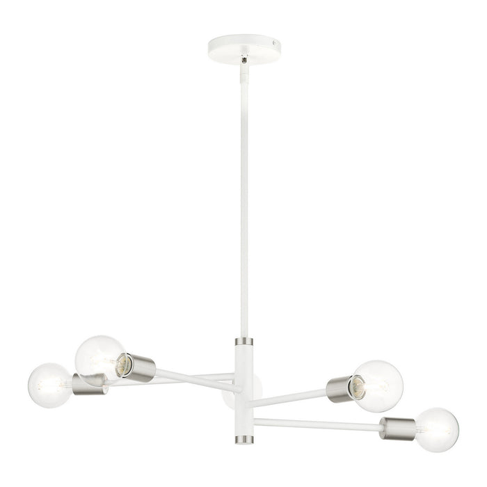 Livex Lighting 45865-03 Five Light Chandelier, White w/ Brushed Nickels