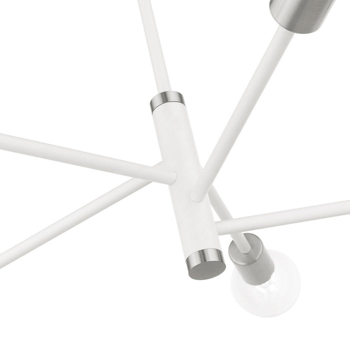 Livex Lighting 45865-03 Five Light Chandelier, White w/ Brushed Nickels