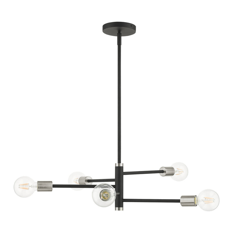 Livex Lighting 45865-04 Five Light Chandelier, Black w/ Brushed Nickels
