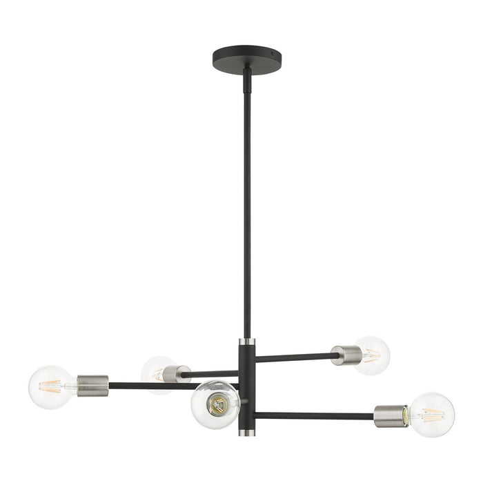 Livex Lighting 45865-04 Five Light Chandelier, Black w/ Brushed Nickels
