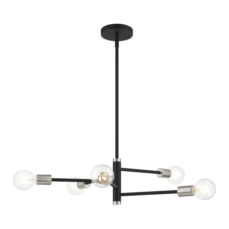 Livex Lighting 45865-04 Five Light Chandelier, Black w/ Brushed Nickels