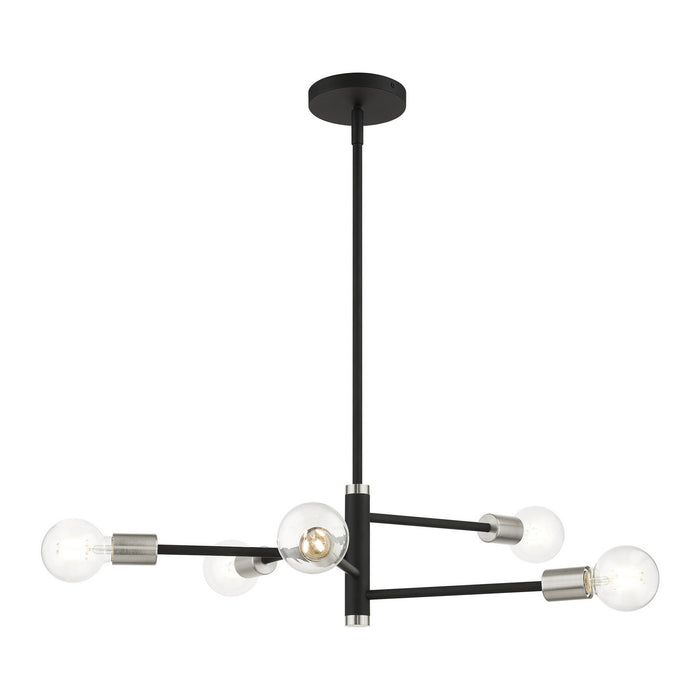 Livex Lighting 45865-04 Five Light Chandelier, Black w/ Brushed Nickels