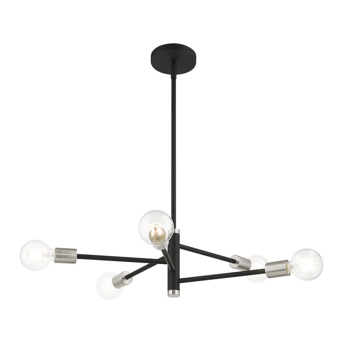 Livex Lighting 45865-04 Five Light Chandelier, Black w/ Brushed Nickels