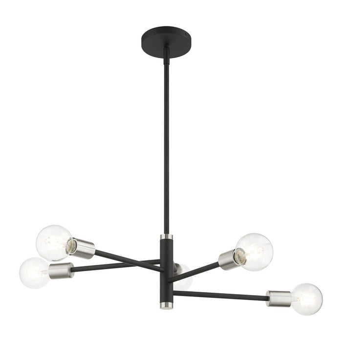 Livex Lighting 45865-04 Five Light Chandelier, Black w/ Brushed Nickels