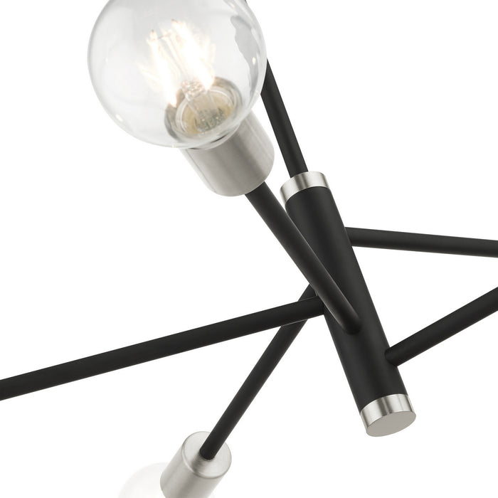 Livex Lighting 45865-04 Five Light Chandelier, Black w/ Brushed Nickels