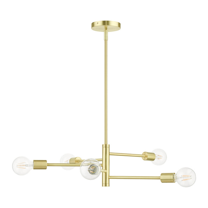 Livex Lighting 45865-12 Five Light Chandelier, Satin Brass