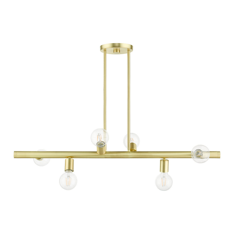 Livex Lighting 45866-12 Six Light Linear Chandelier, Satin Brass