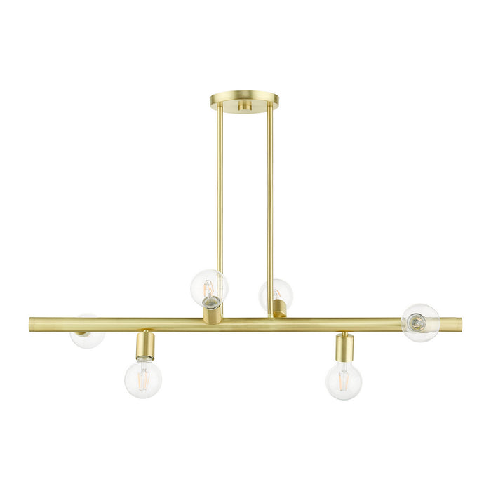 Livex Lighting 45866-12 Six Light Linear Chandelier, Satin Brass