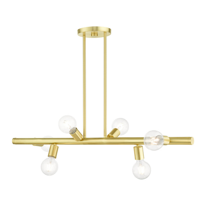 Livex Lighting 45866-12 Six Light Linear Chandelier, Satin Brass