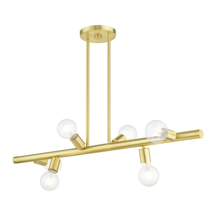 Livex Lighting 45866-12 Six Light Linear Chandelier, Satin Brass