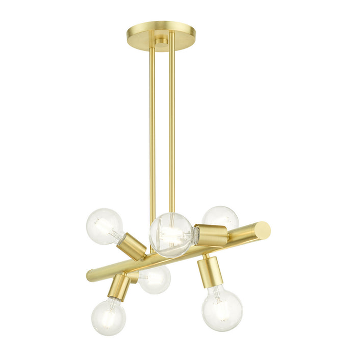 Livex Lighting 45866-12 Six Light Linear Chandelier, Satin Brass