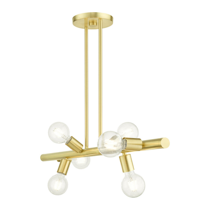 Livex Lighting 45866-12 Six Light Linear Chandelier, Satin Brass