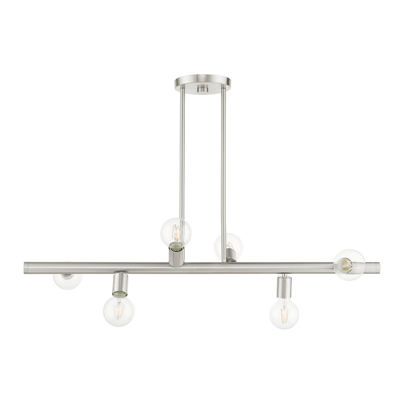 Livex Lighting 45866-91 Six Light Linear Chandelier, Brushed Nickel