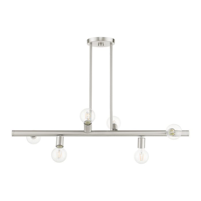 Livex Lighting 45866-91 Six Light Linear Chandelier, Brushed Nickel