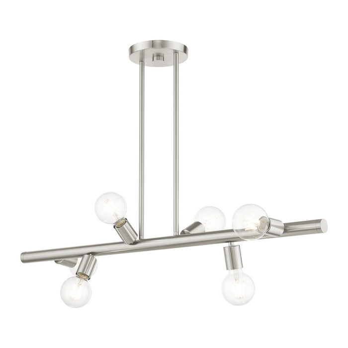 Livex Lighting 45866-91 Six Light Linear Chandelier, Brushed Nickel