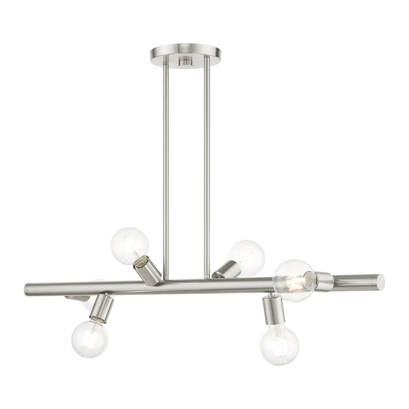 Livex Lighting 45866-91 Six Light Linear Chandelier, Brushed Nickel