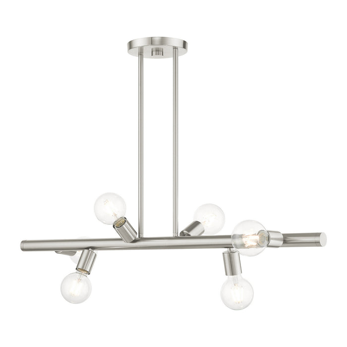 Livex Lighting 45866-91 Six Light Linear Chandelier, Brushed Nickel