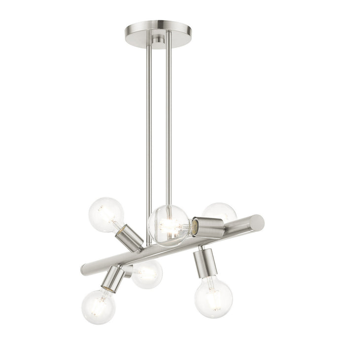 Livex Lighting 45866-91 Six Light Linear Chandelier, Brushed Nickel