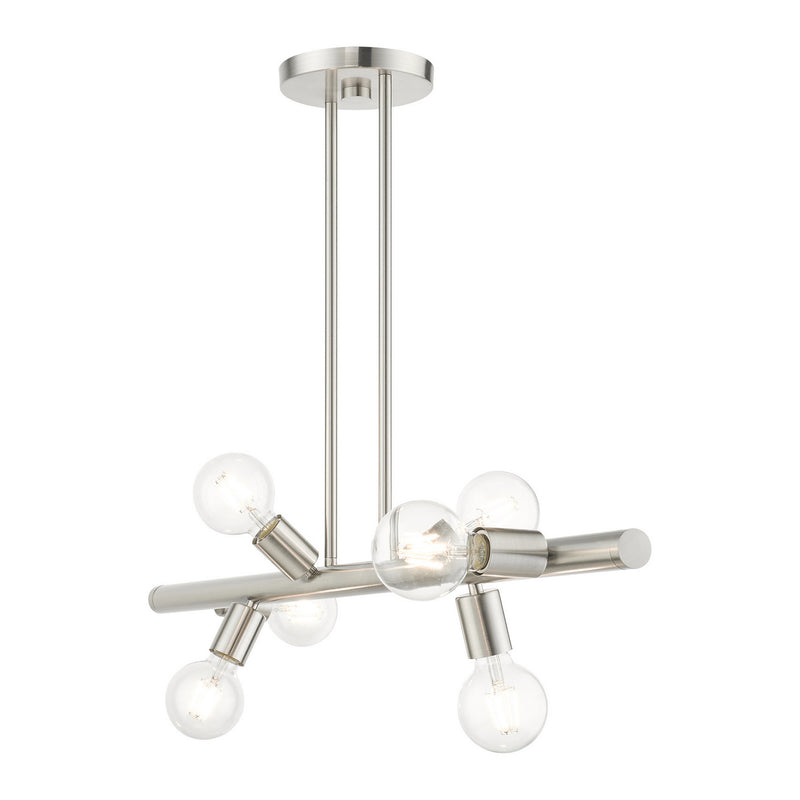 Livex Lighting 45866-91 Six Light Linear Chandelier, Brushed Nickel